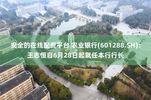 安全的在线配资平台 农业银行(601288.SH)：王志恒自6月28日起就任本行行长