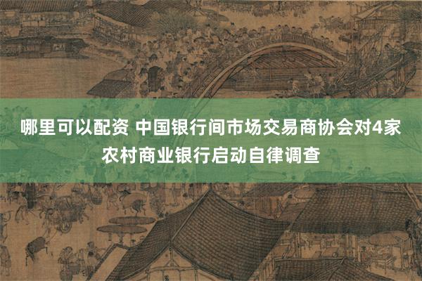 哪里可以配资 中国银行间市场交易商协会对4家农村商业银行启动自律调查