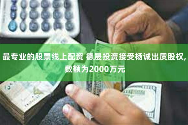 最专业的股票线上配资 德晟投资接受杨诚出质股权, 数额为2000万元