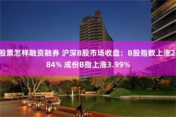 股票怎样融资融券 沪深B股市场收盘:B股指数上涨2.84% 成份B指上涨3.99%